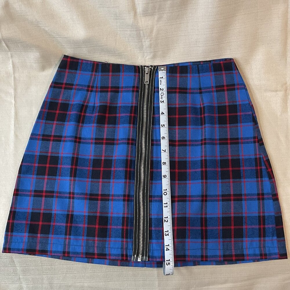Fashion Nova Blue & Red Plaid Mini Skirt — Size S - Picture 2 of 4